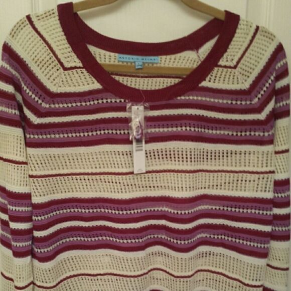 ANTONIO MELANI Sweaters - Antonio Melani Cream and Wine Sweater